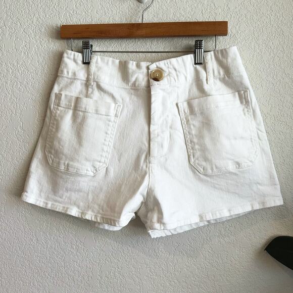 Anthropologie Maeve The Colette Denim Shorts 30X2 White High Rise Retro Preppy - Picture 1 of 8
